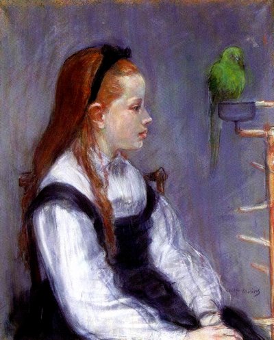 Young Girl with a Parrot by Berthe Morisot